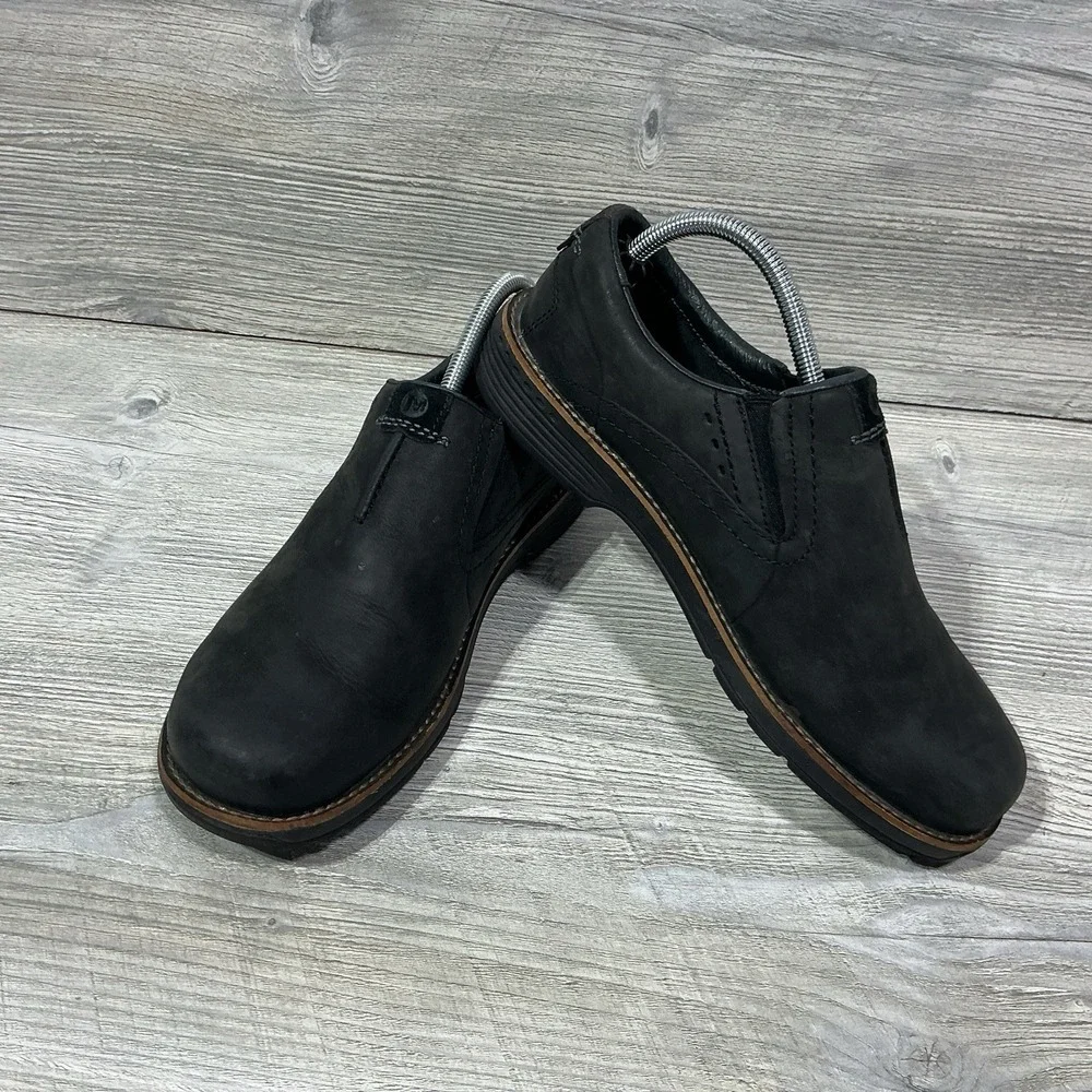 Merrell Realm Moc Shoes Mens 8 Slip On Round Toe Comfort Low Top J42149 Black